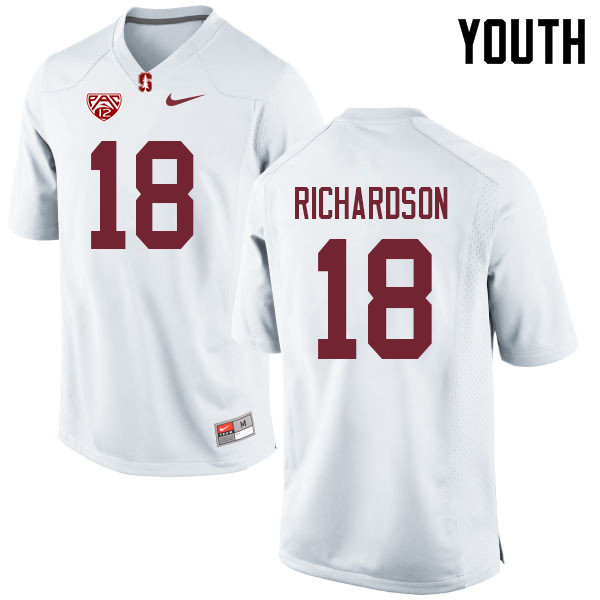 Youth #18 Jack Richardson Stanford Cardinal College Football Jerseys Sale-White - Click Image to Close